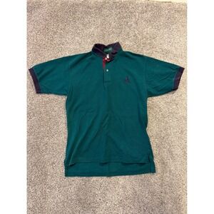 Vintage Citgo Outer Banks Polo Shirt Mens Medium Green Embroidered Pique Cotton*